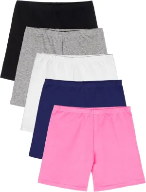 5 Pack Girls Bike Shorts Cotton Cartwheel Shorts for Girls Toddler Under Dress Biker Dance