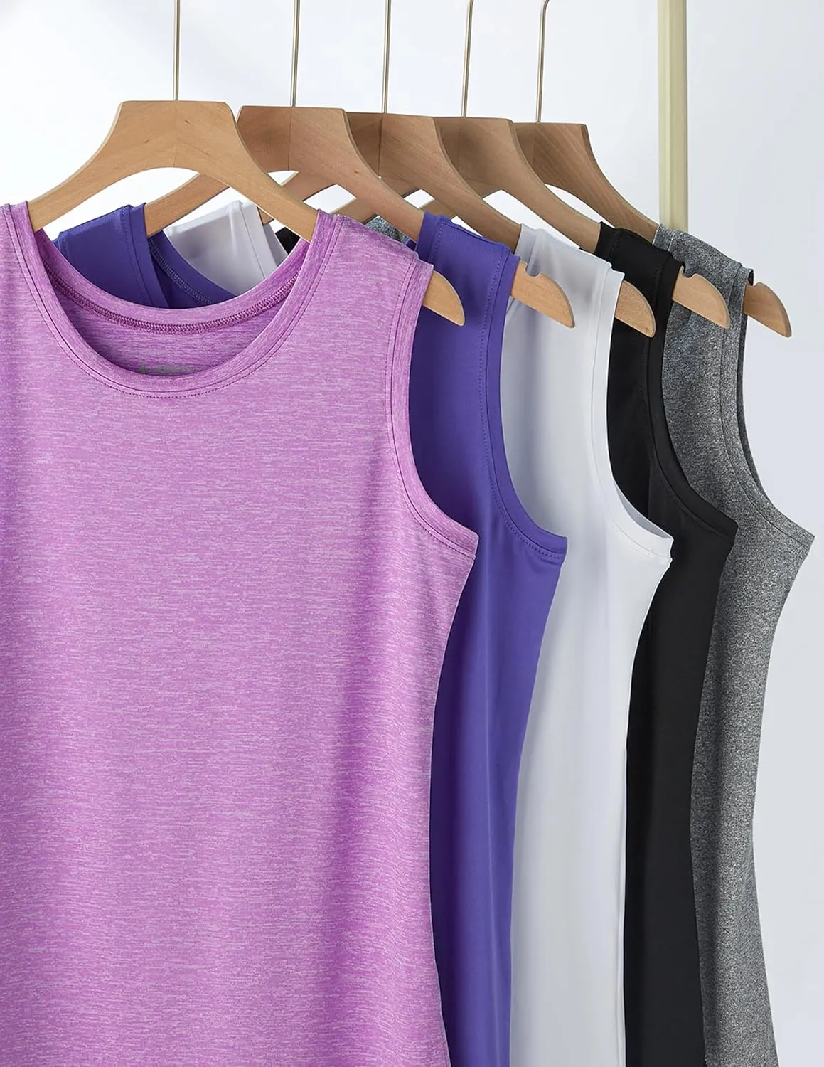 5 Pack Wide Straps Womens Workout Tank Tops, Athletic Sleeveless Shirts for Women, Ladies Exercise Tops for Yoga Tennis