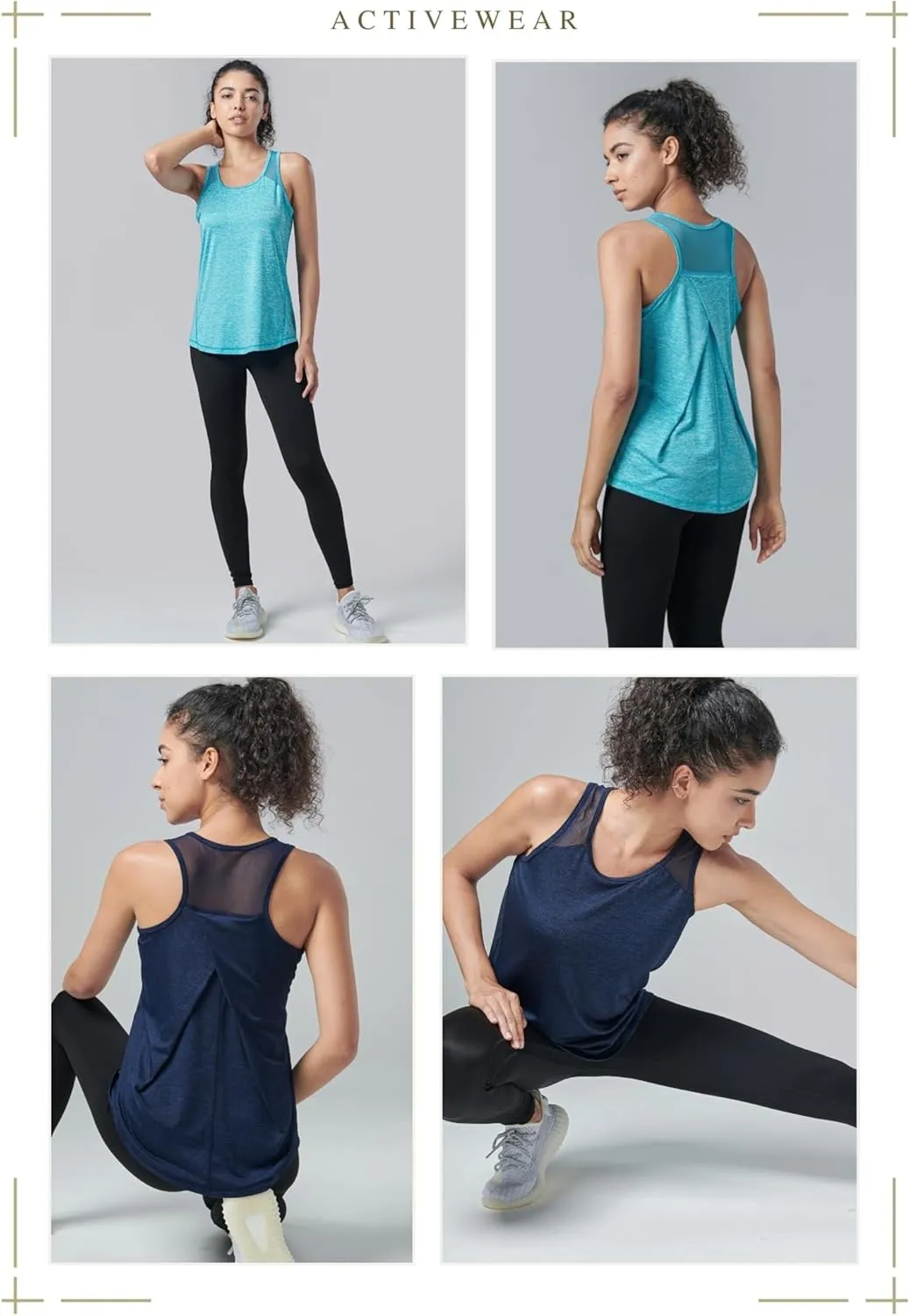 5 Pack Women's Workout Tops, Athletic Racerback Tank Tops for Women, Mesh Sleeveless Shirts Yoga for Gym Running