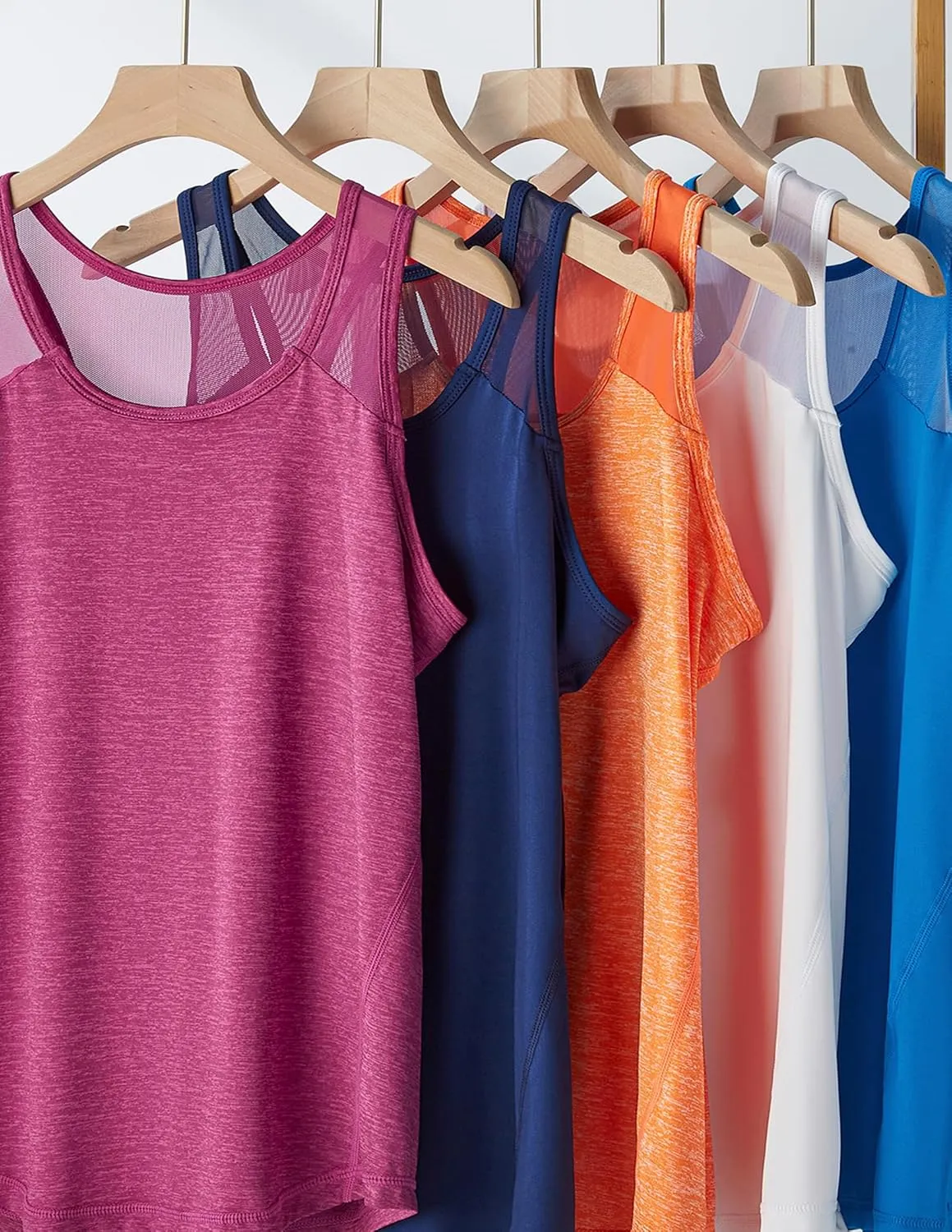 5 Pack Women's Workout Tops, Athletic Racerback Tank Tops for Women, Mesh Sleeveless Shirts Yoga for Gym Running