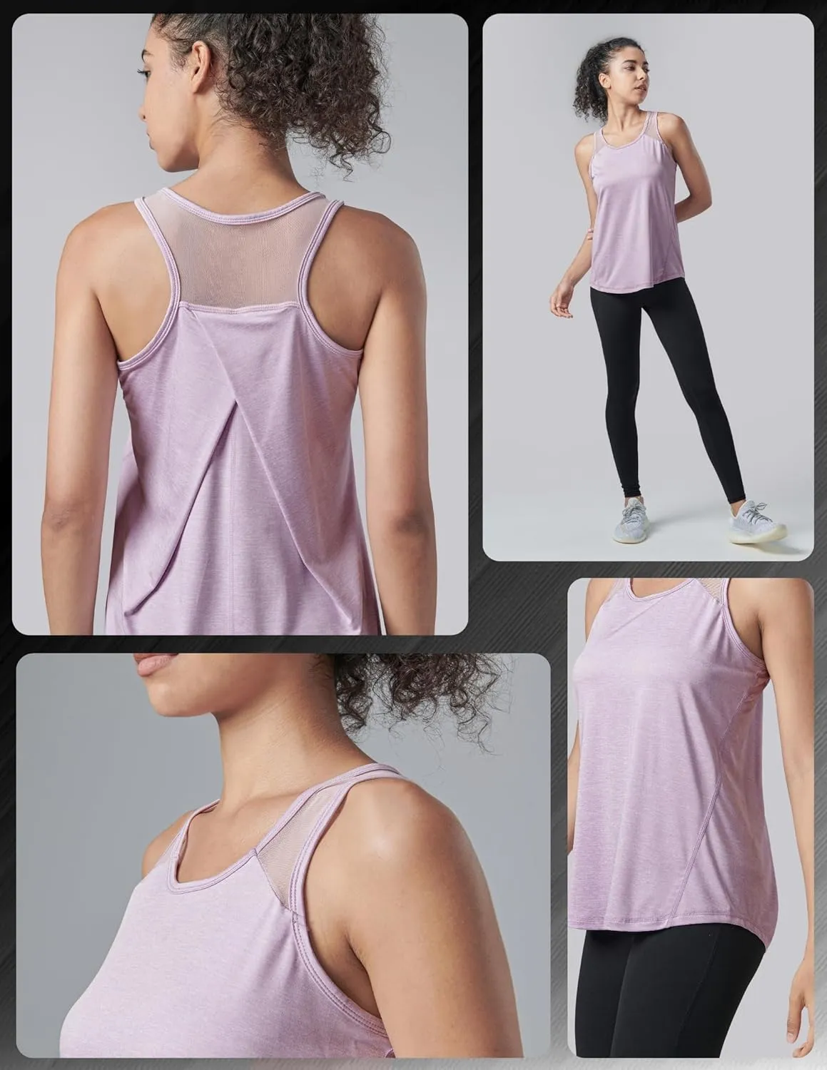 5 Pack Women's Workout Tops, Athletic Racerback Tank Tops for Women, Mesh Sleeveless Shirts Yoga for Gym Running