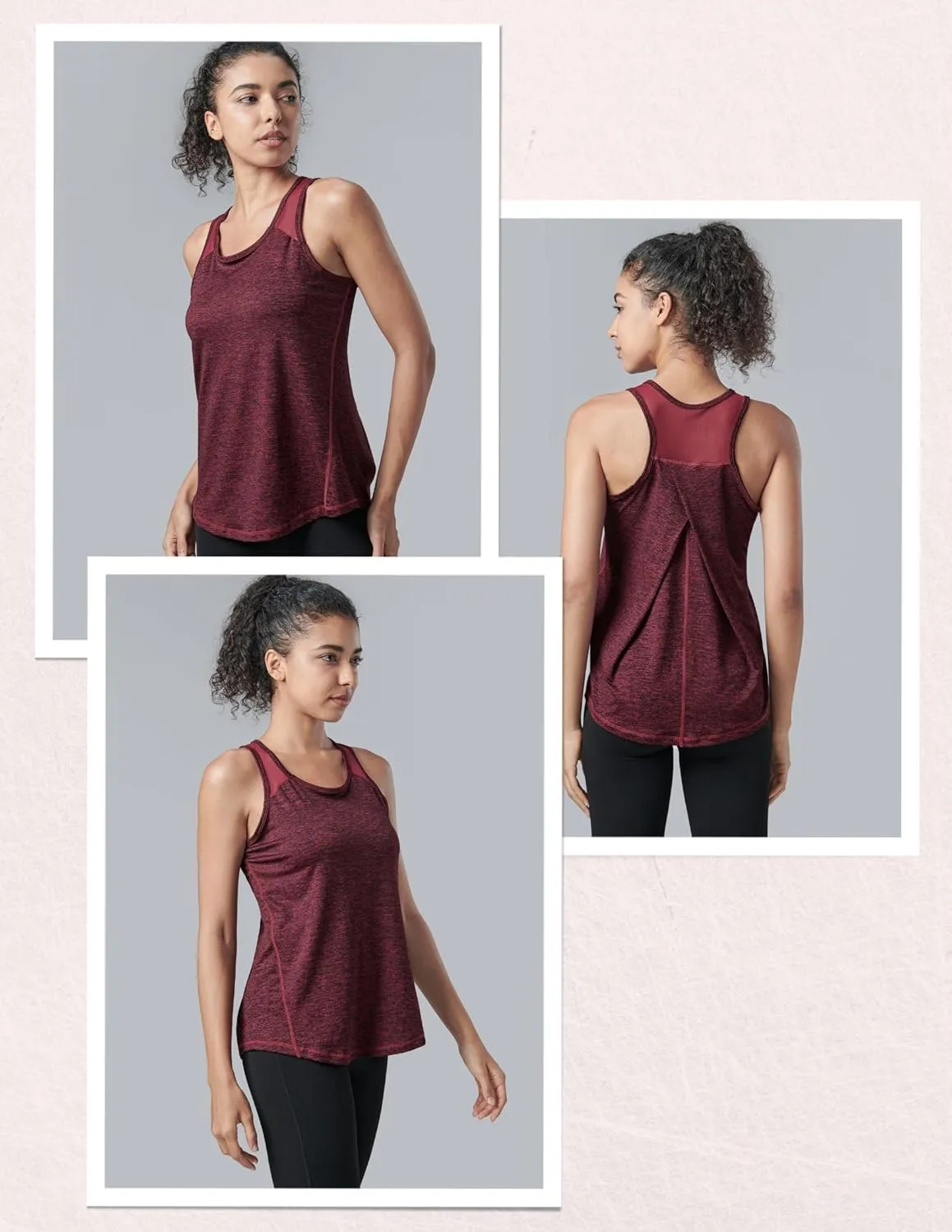 5 Pack Women's Workout Tops, Athletic Racerback Tank Tops for Women, Mesh Sleeveless Shirts Yoga for Gym Running