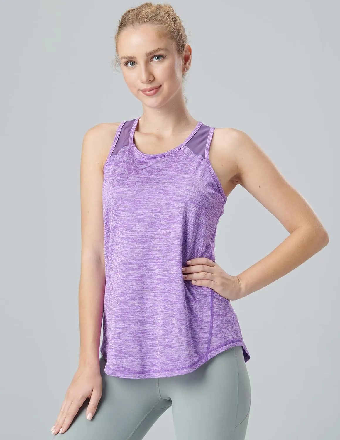 5 Pack Women's Workout Tops, Athletic Racerback Tank Tops for Women, Mesh Sleeveless Shirts Yoga for Gym Running