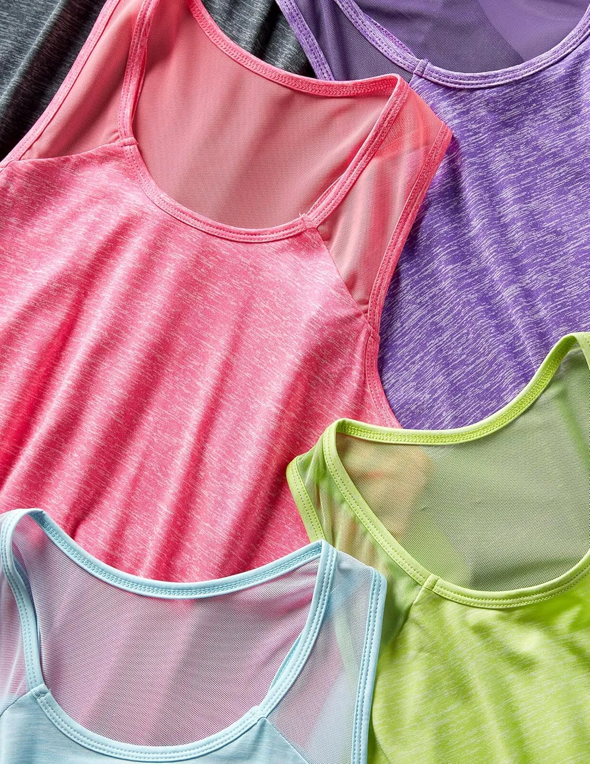 5 Pack Women's Workout Tops, Athletic Racerback Tank Tops for Women, Mesh Sleeveless Shirts Yoga for Gym Running