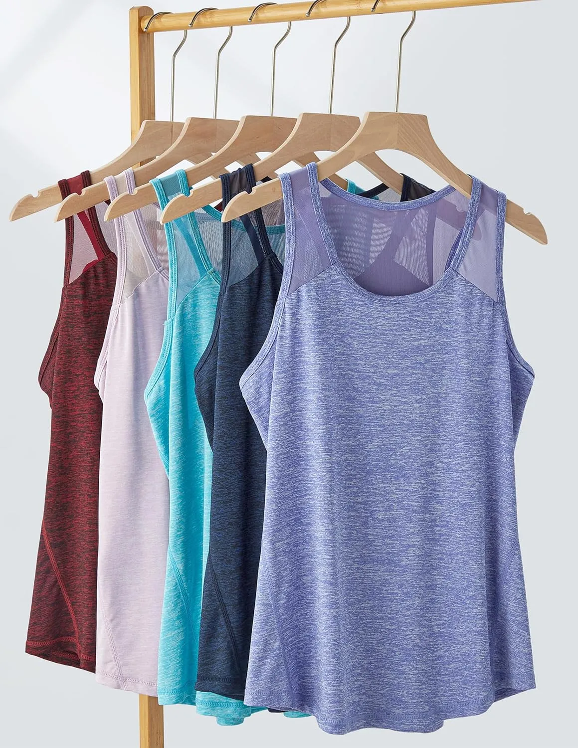 5 Pack Women's Workout Tops, Athletic Racerback Tank Tops for Women, Mesh Sleeveless Shirts Yoga for Gym Running