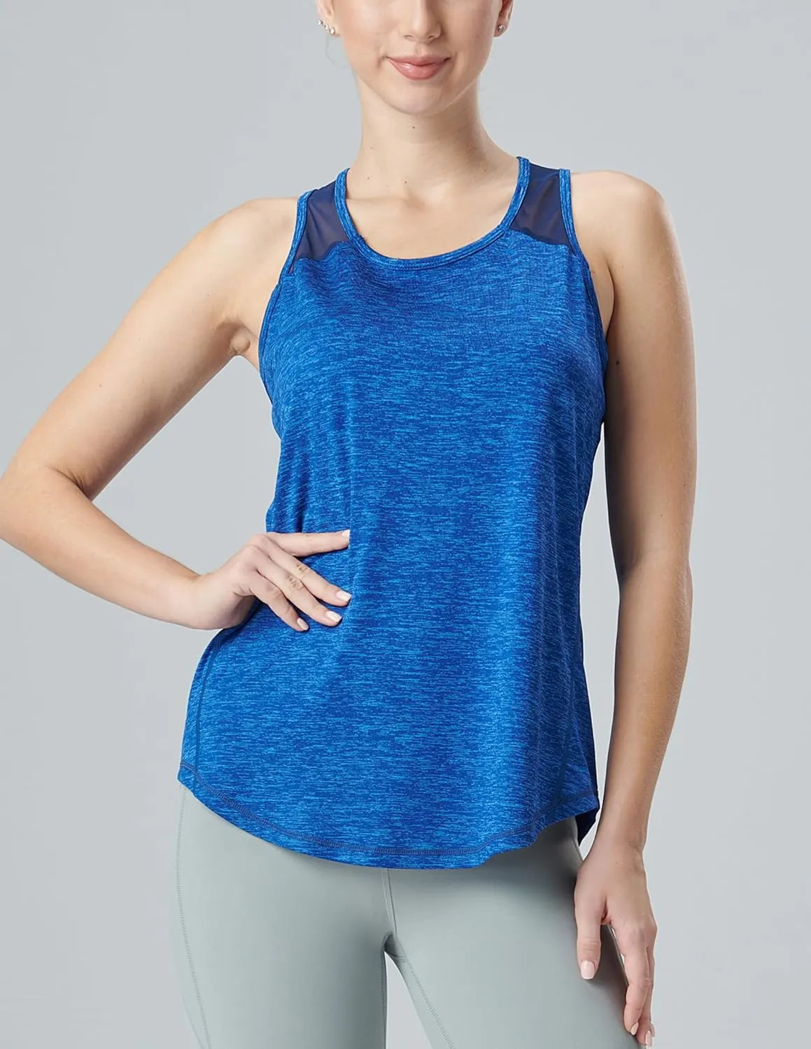 5 Pack Women's Workout Tops, Athletic Racerback Tank Tops for Women, Mesh Sleeveless Shirts Yoga for Gym Running