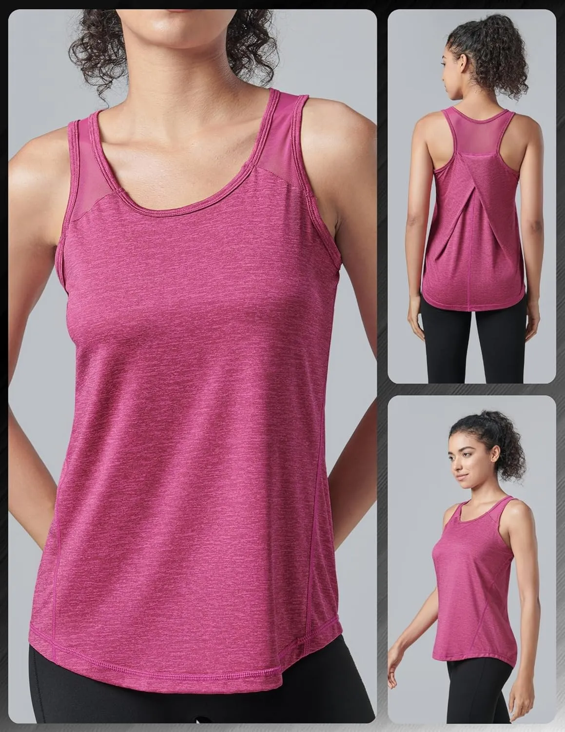 5 Pack Women's Workout Tops, Athletic Racerback Tank Tops for Women, Mesh Sleeveless Shirts Yoga for Gym Running
