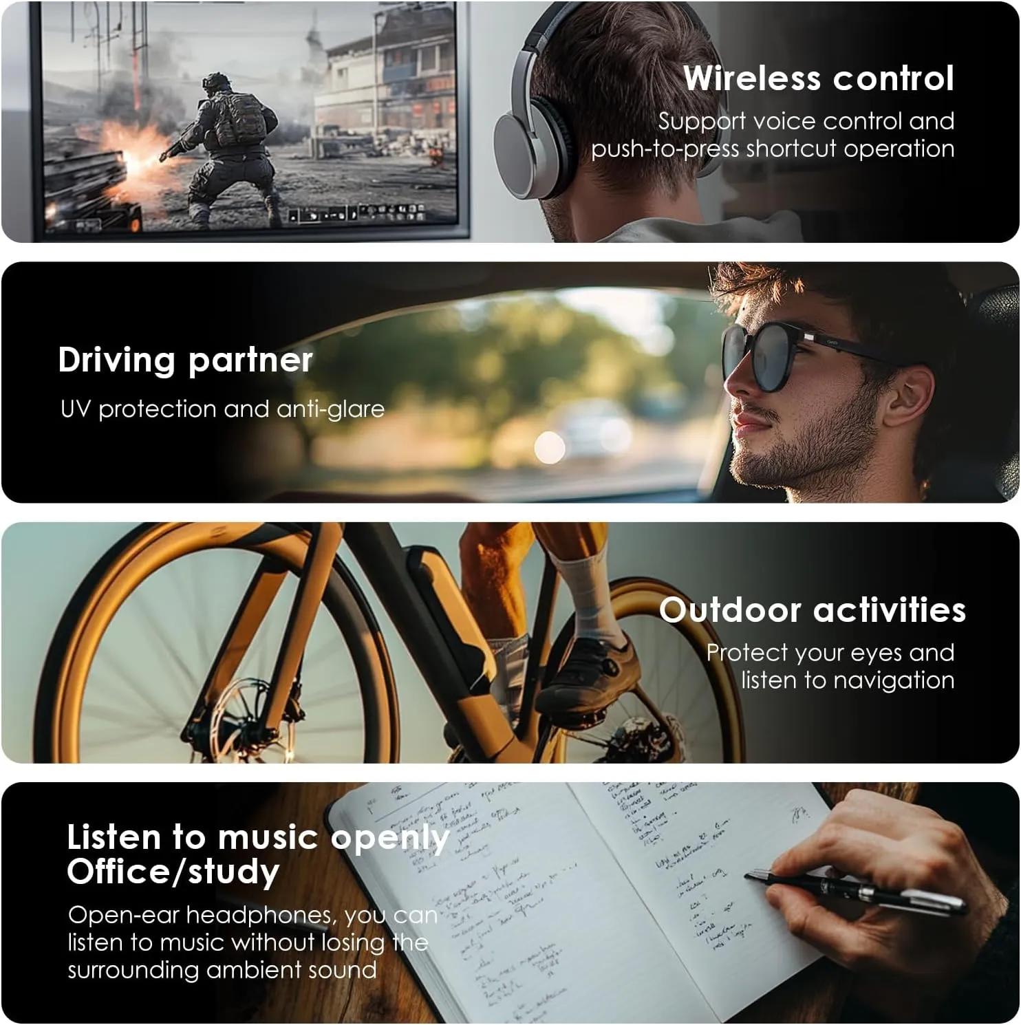 AI Glasses, AI Translator Powered by ChatGPT, AI Assistant, Bluetooth Smart Glasses for Men & Women, Polarized Sunglasses, Audio Smart Eyewear for Gaming Travel Meeting Memos, Earphone Glasses