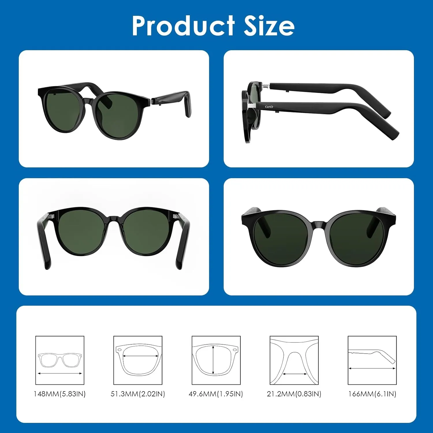 AI Glasses, AI Translator Powered by ChatGPT, AI Assistant, Bluetooth Smart Glasses for Men & Women, Polarized Sunglasses, Audio Smart Eyewear for Gaming Travel Meeting Memos, Earphone Glasses