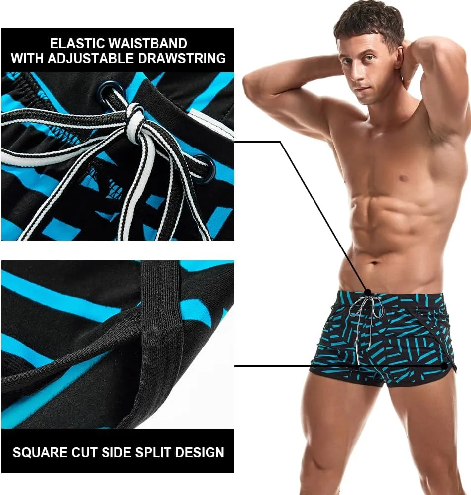 AIMPACT Mens Short Swim Trunks Quick Dry Beach Board Shorts 80s 90s Summer Vintage Swimwear with Lining Swimming Suits