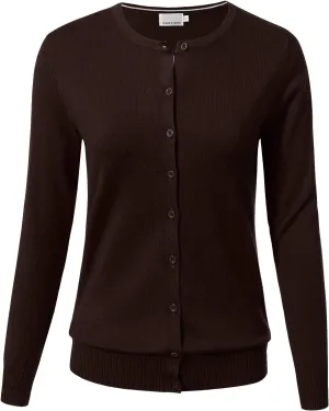 Allsense Women's Long-Sleeve Lightweight Crewneck Cardigan Sweater