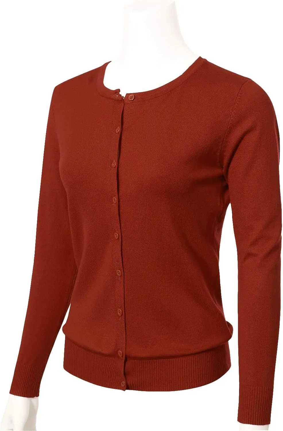 Allsense Women's Long-Sleeve Lightweight Crewneck Cardigan Sweater