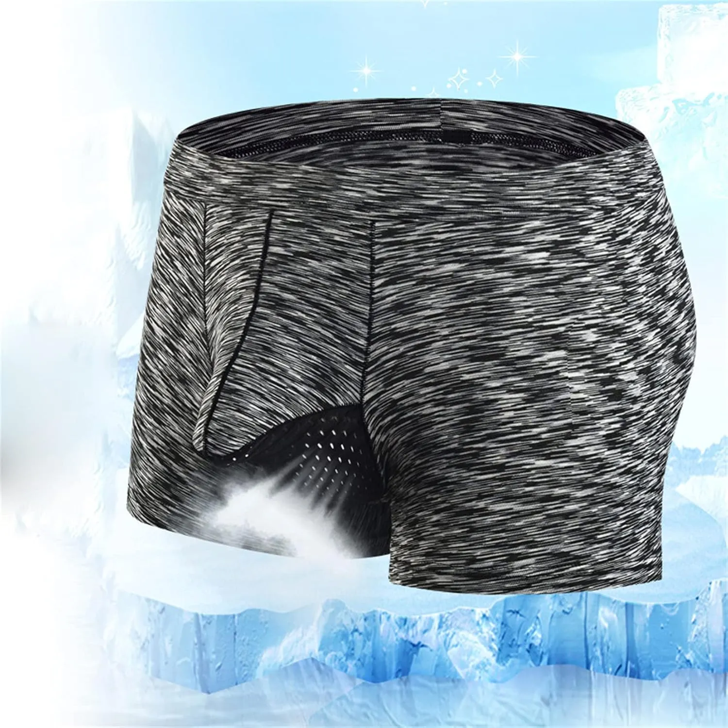 Andongnywell Men's Ice Silk elephant nose Boxer Briefs Pouch Trunks Breathable Underwear Quick Dry Boxer Briefs 3 Pack