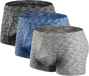 Andongnywell Men's Ice Silk elephant nose Boxer Briefs Pouch Trunks Breathable Underwear Quick Dry Boxer Briefs 3 Pack