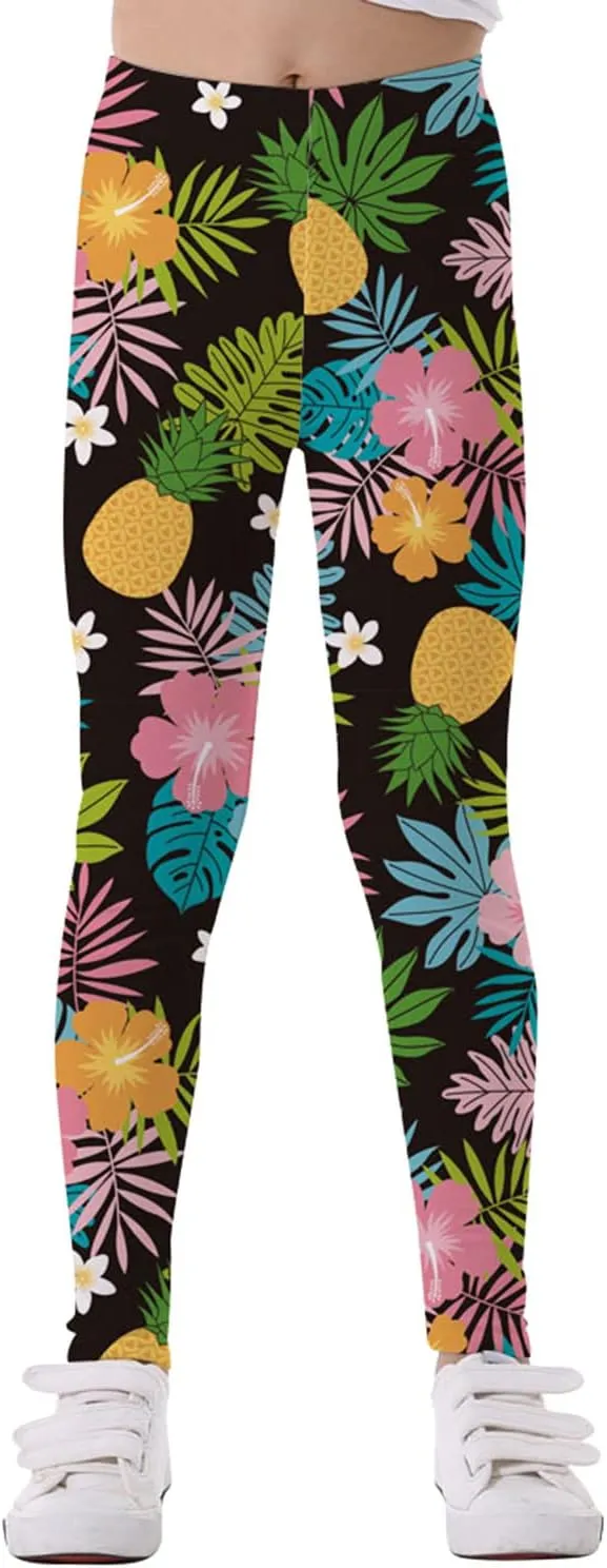 Big Kids Girls Ptints Slim Leggings Yoga Pants Tights Fitted Stretch Pants Teen Girls Sweatpants Joggers Pants