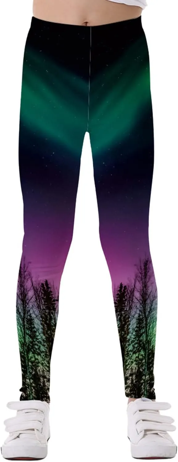 Big Kids Girls Ptints Slim Leggings Yoga Pants Tights Fitted Stretch Pants Teen Girls Sweatpants Joggers Pants