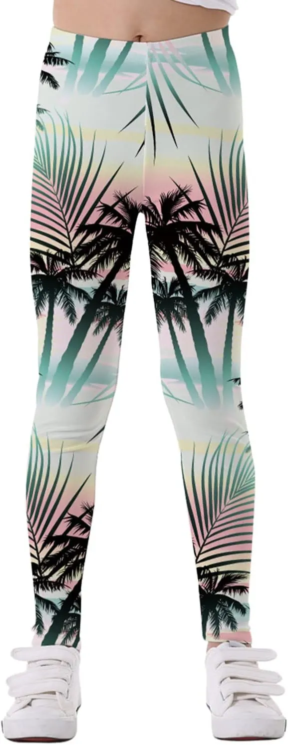 Big Kids Girls Ptints Slim Leggings Yoga Pants Tights Fitted Stretch Pants Teen Girls Sweatpants Joggers Pants