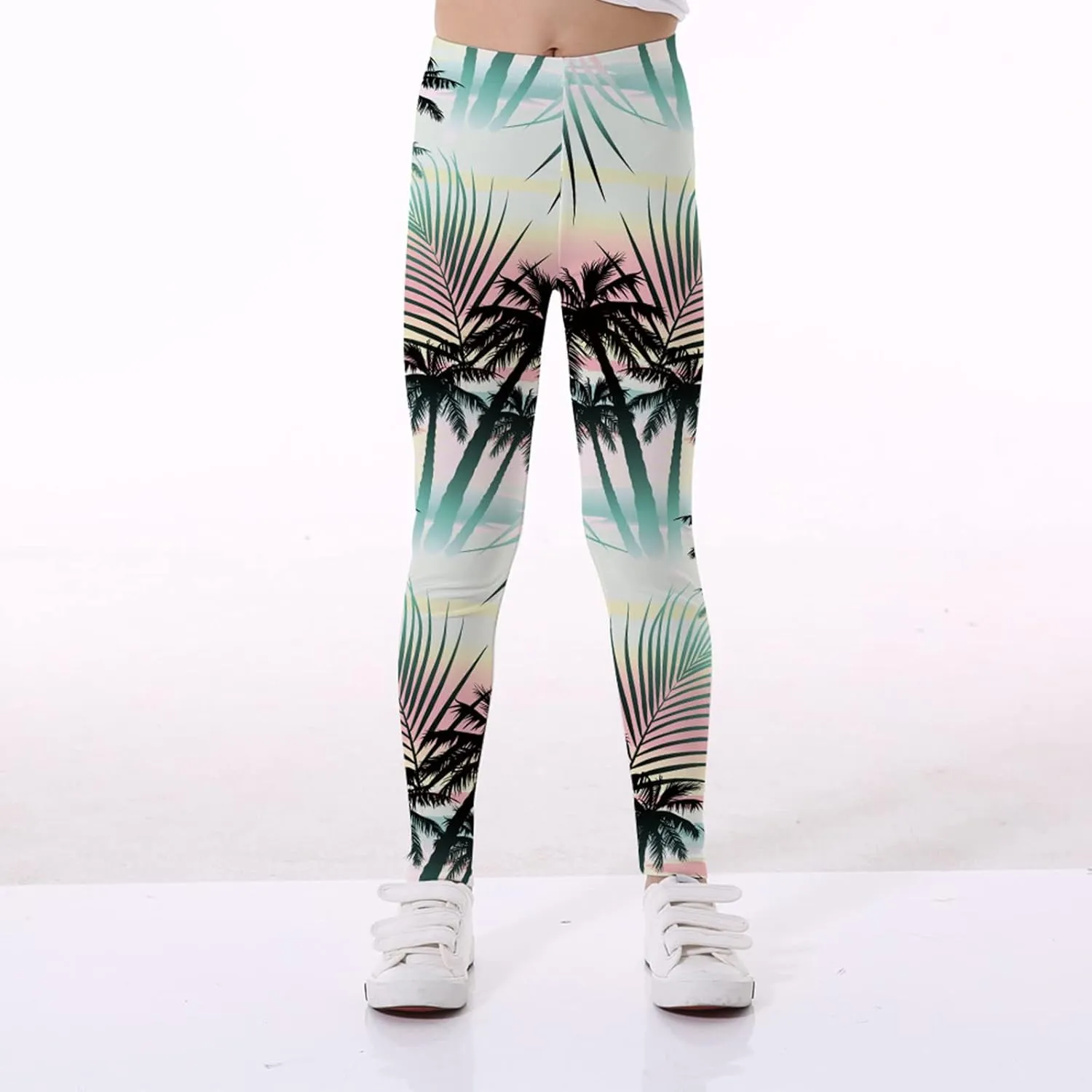 Big Kids Girls Ptints Slim Leggings Yoga Pants Tights Fitted Stretch Pants Teen Girls Sweatpants Joggers Pants