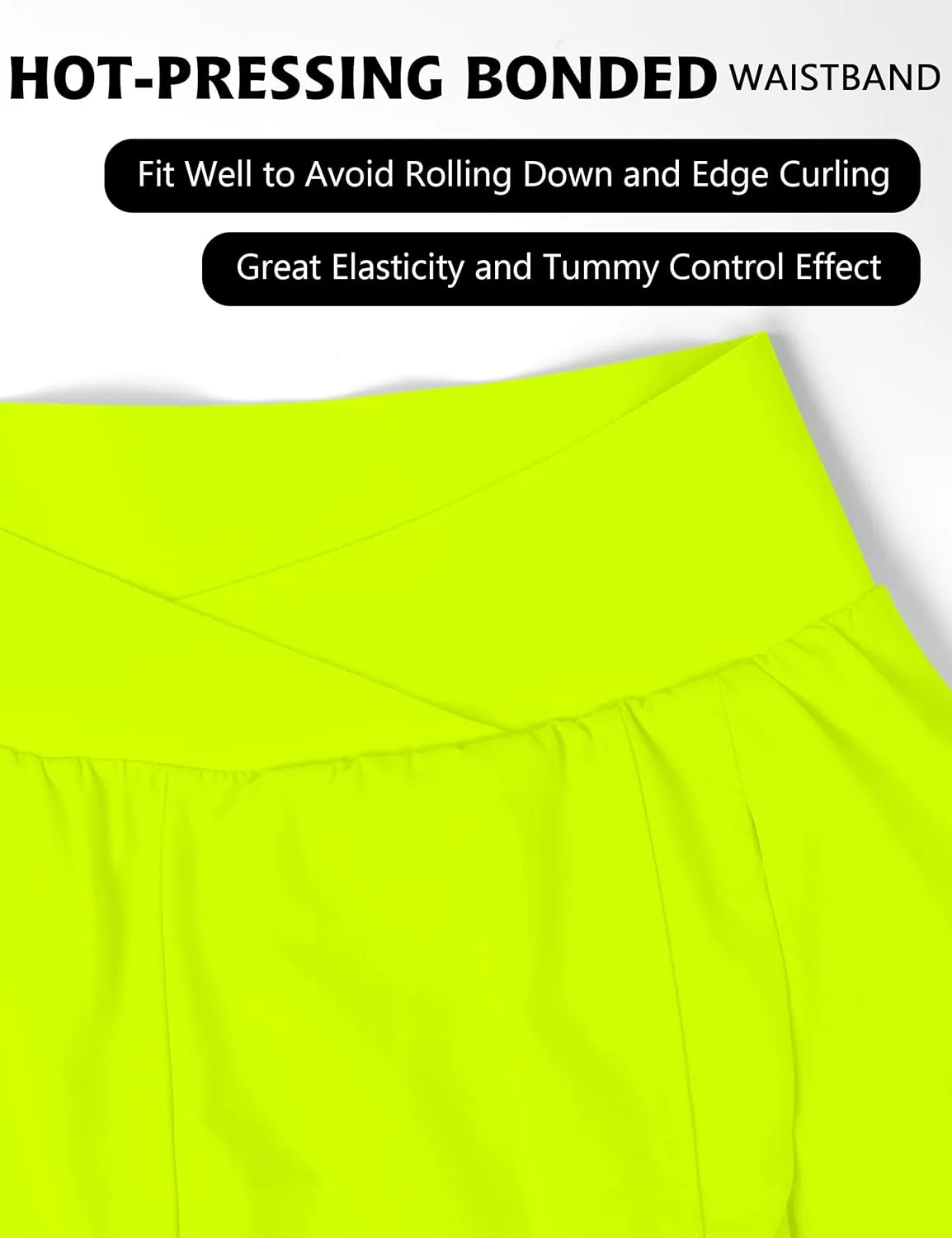 Blooming Jelly Women's Workout Shorts Athletic Running Shorts Crossover High Waisted Gym Shorts with Zipper Pockets