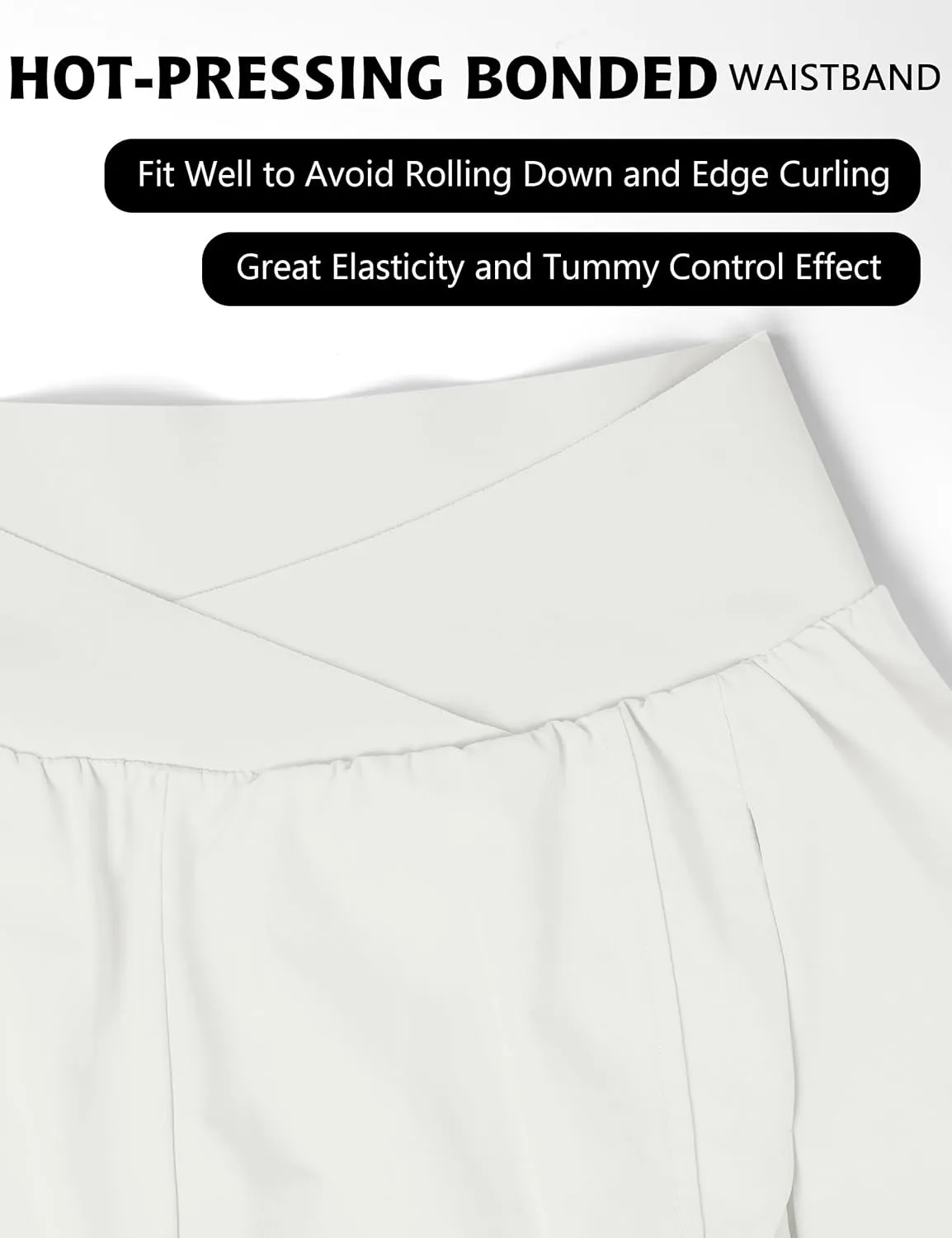 Blooming Jelly Women's Workout Shorts Athletic Running Shorts Crossover High Waisted Gym Shorts with Zipper Pockets
