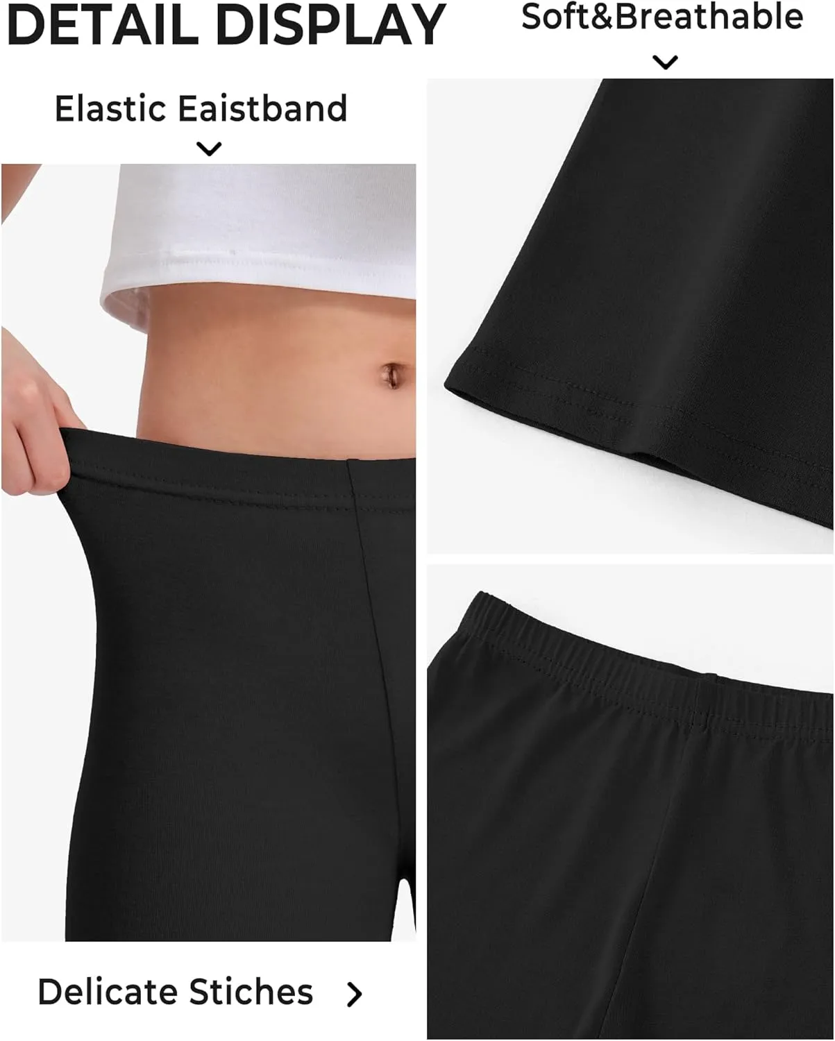 BOOPH Girls Dance Shorts Breathable Bike Shorts for Sports Play Underdress 2-10Y