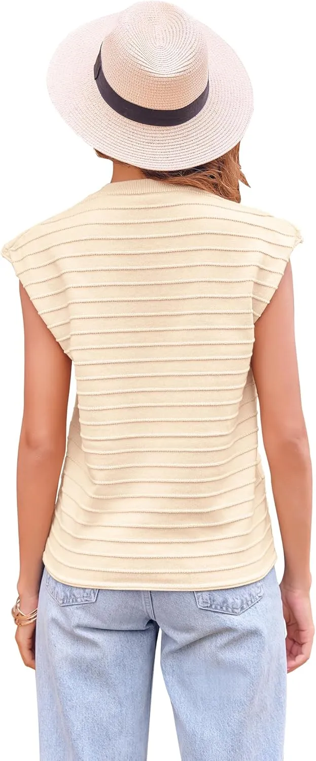 BZB Womens Cap Sleeve Sweater Tops Casual Sleeveless Shirt Knit Pullover Tanks 2024 Trendy Sweater Vest Crewneck Tunics