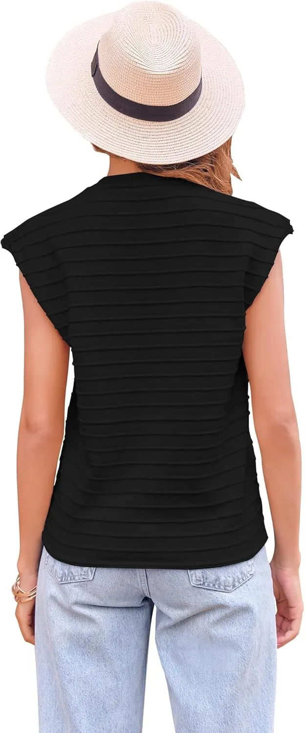 BZB Womens Cap Sleeve Sweater Tops Casual Sleeveless Shirt Knit Pullover Tanks 2024 Trendy Sweater Vest Crewneck Tunics