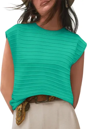 BZB Womens Cap Sleeve Sweater Tops Casual Sleeveless Shirt Knit Pullover Tanks 2024 Trendy Sweater Vest Crewneck Tunics
