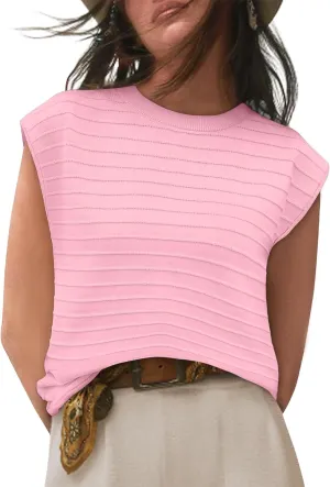 BZB Womens Cap Sleeve Sweater Tops Casual Sleeveless Shirt Knit Pullover Tanks 2024 Trendy Sweater Vest Crewneck Tunics