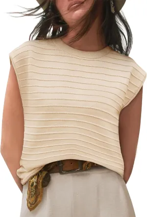 BZB Womens Cap Sleeve Sweater Tops Casual Sleeveless Shirt Knit Pullover Tanks 2024 Trendy Sweater Vest Crewneck Tunics