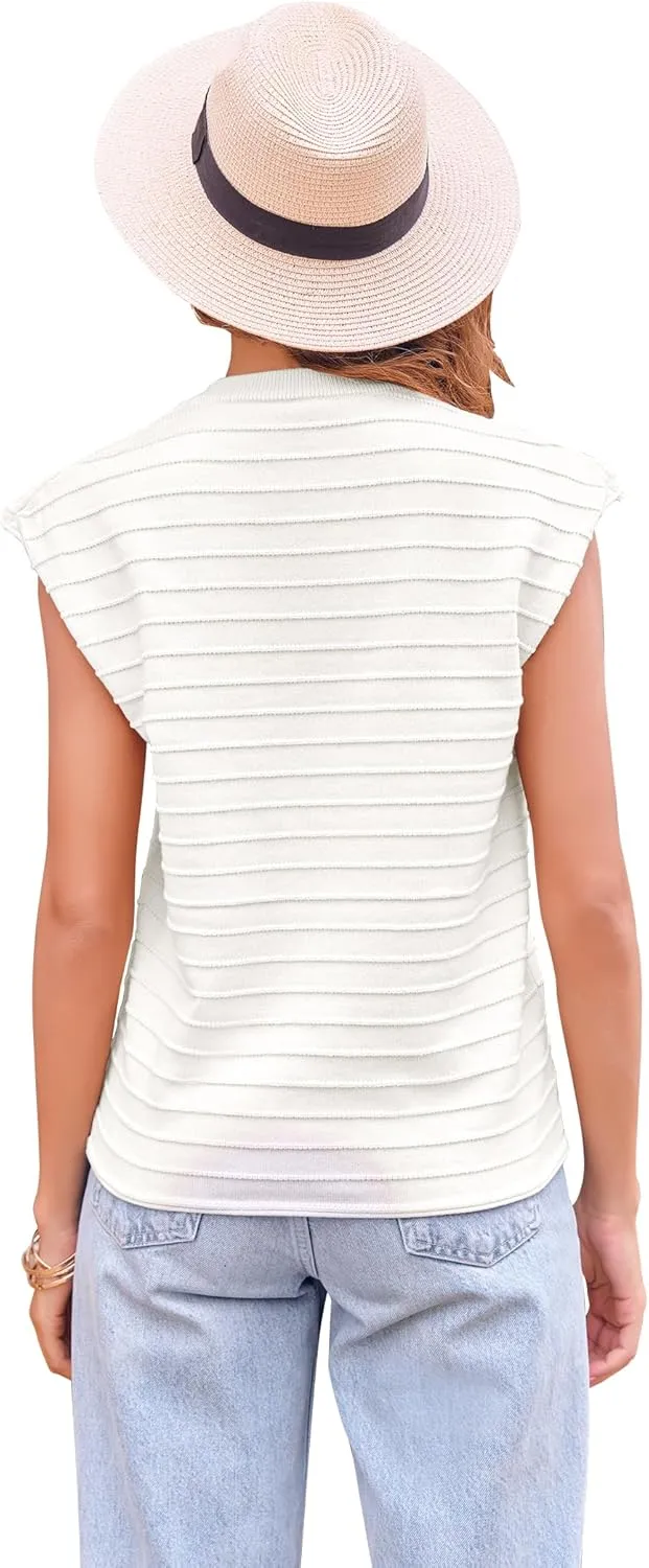 BZB Womens Cap Sleeve Sweater Tops Casual Sleeveless Shirt Knit Pullover Tanks 2024 Trendy Sweater Vest Crewneck Tunics