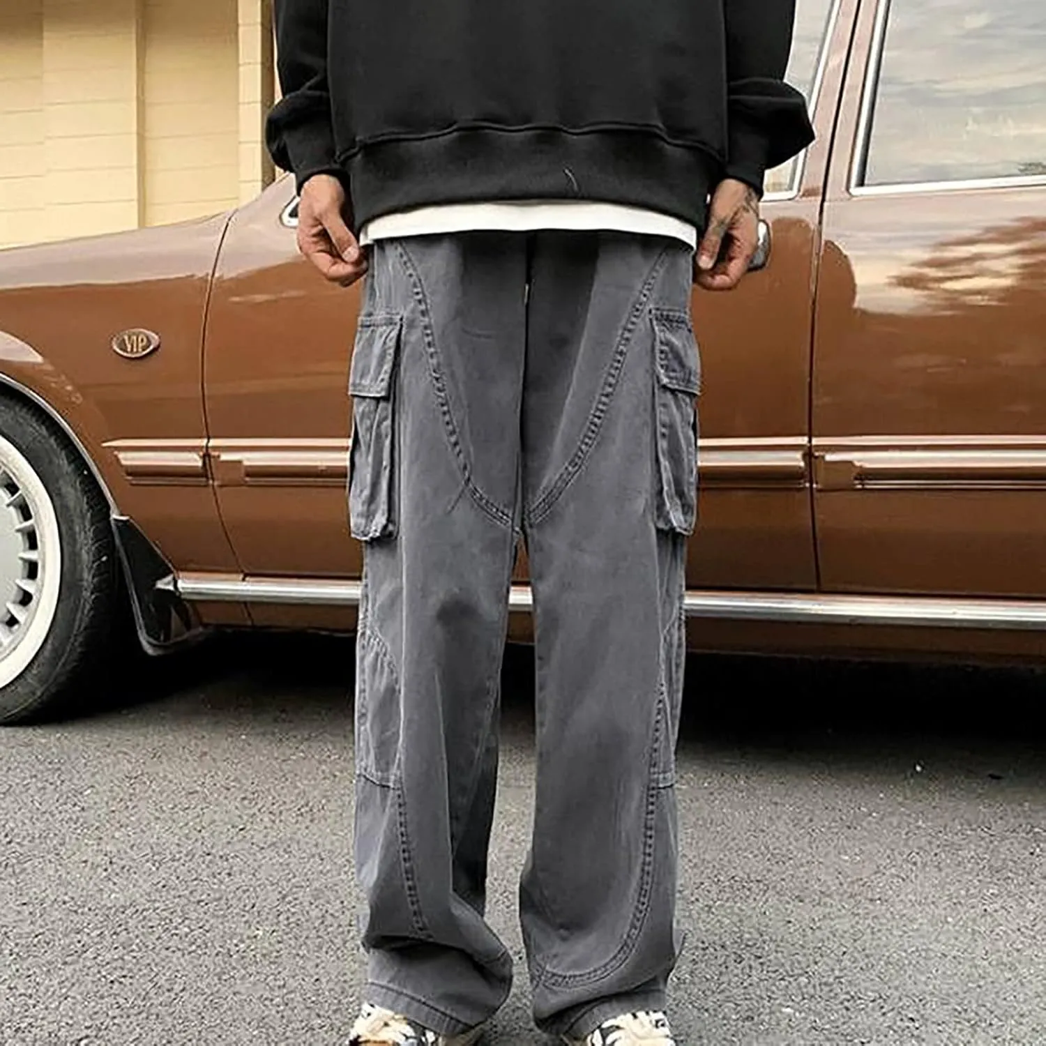 Cargo Pants for Men Mens Cargo Pants Baggy Multi-Pockets Outdoor Fashion Casual Jogger Pant Streetwear with Drawstring