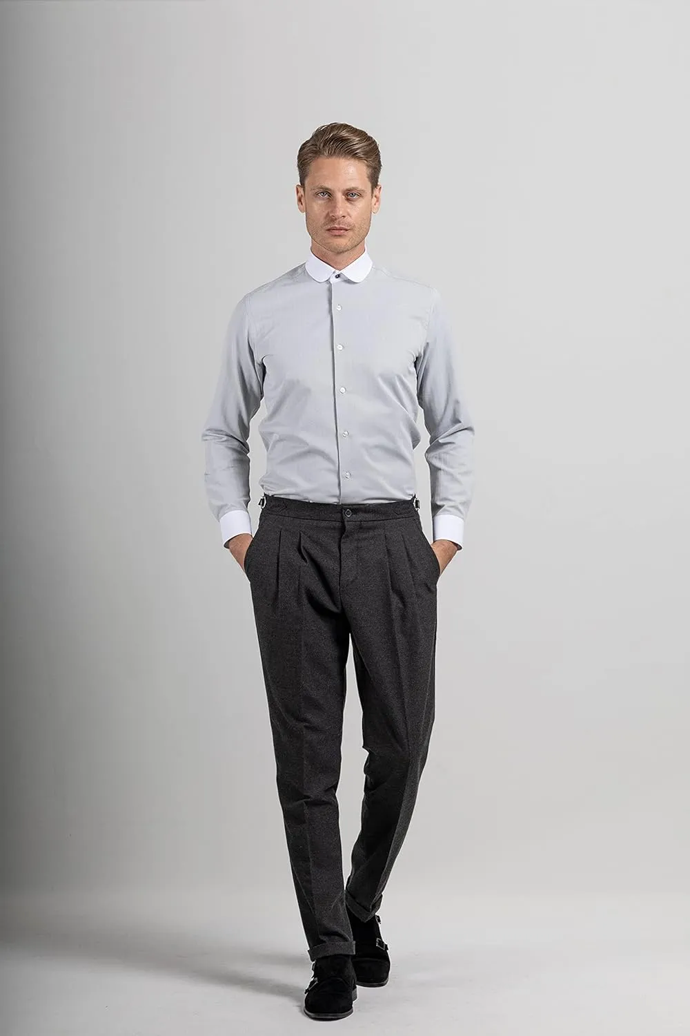 Club Collar Shirts for Men | Mens Long Sleeve Dress Casual Stylish & Formal Button Up Shirts in 1920s Style