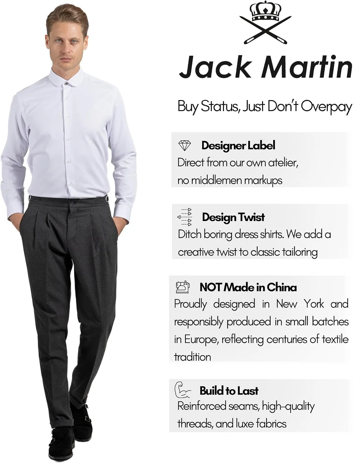 Club Collar Shirts for Men | Mens Long Sleeve Dress Casual Stylish & Formal Button Up Shirts in 1920s Style