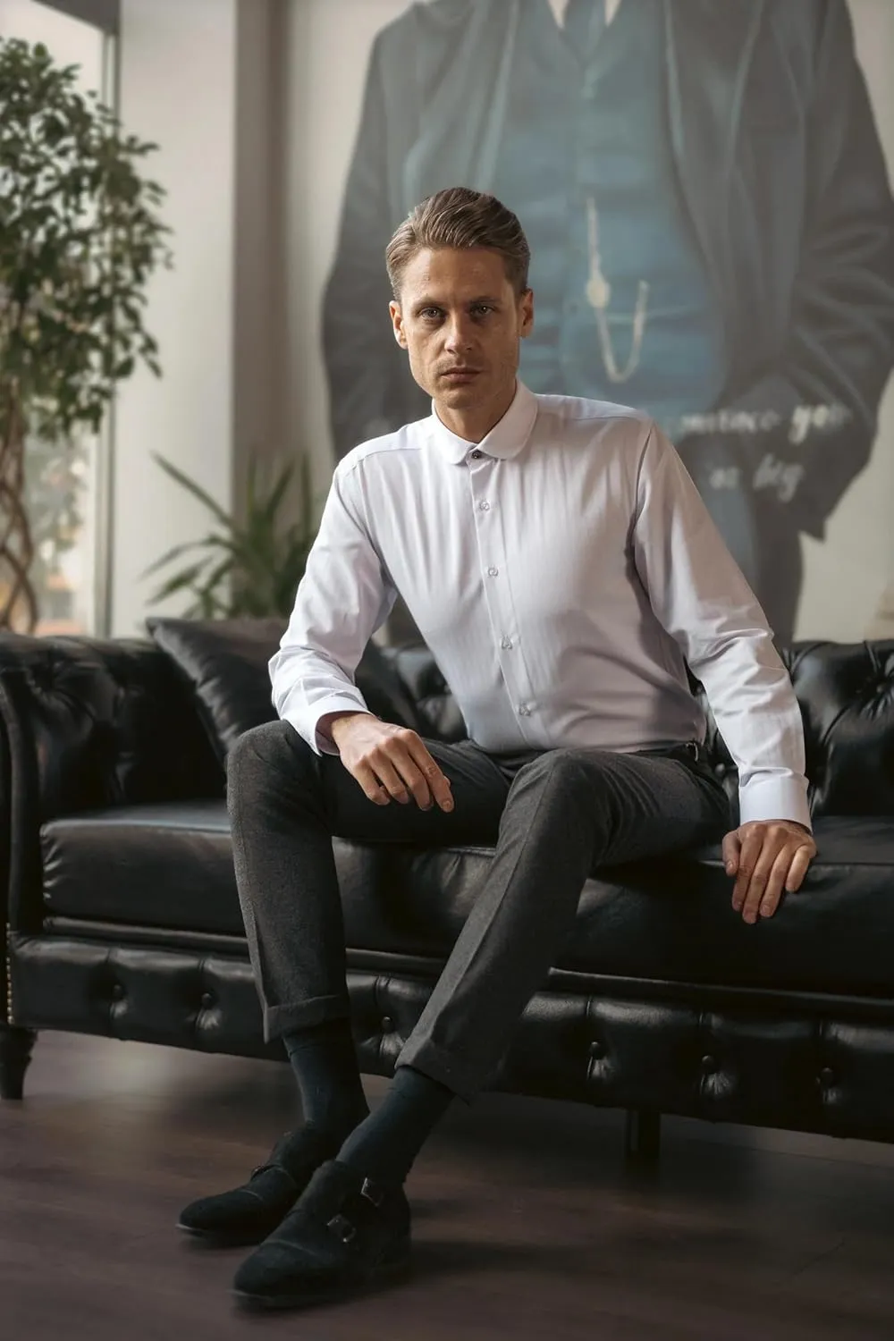Club Collar Shirts for Men | Mens Long Sleeve Dress Casual Stylish & Formal Button Up Shirts in 1920s Style