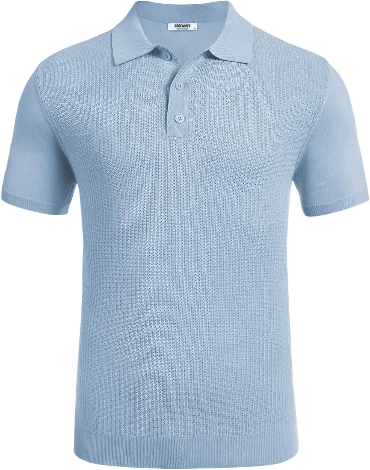 COOFANDY Men's Knit Polo Shirts Short Sleeve Casual Button Down Shirts Vintage Collared Golf Shirts