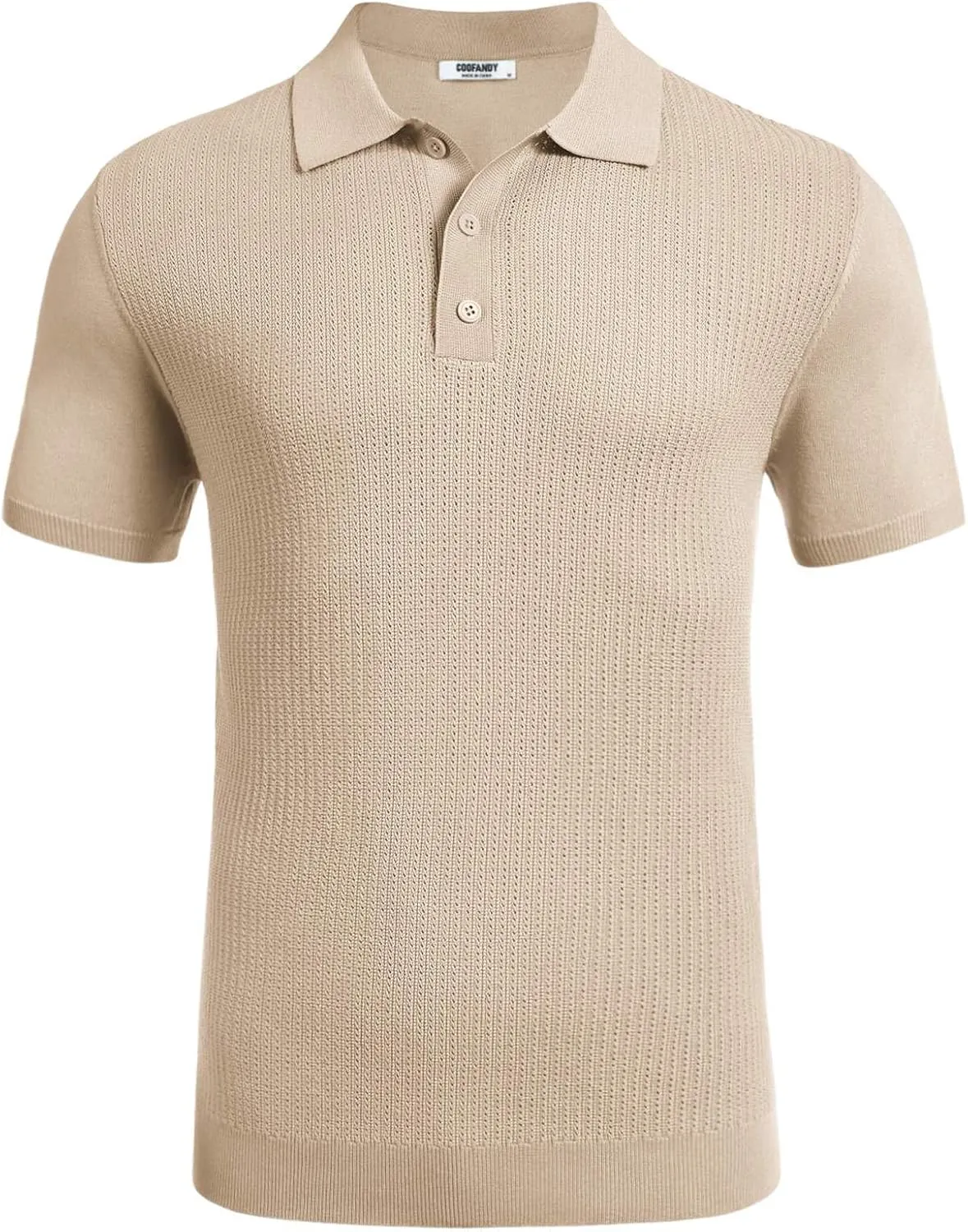 COOFANDY Men's Knit Polo Shirts Short Sleeve Casual Button Down Shirts Vintage Collared Golf Shirts