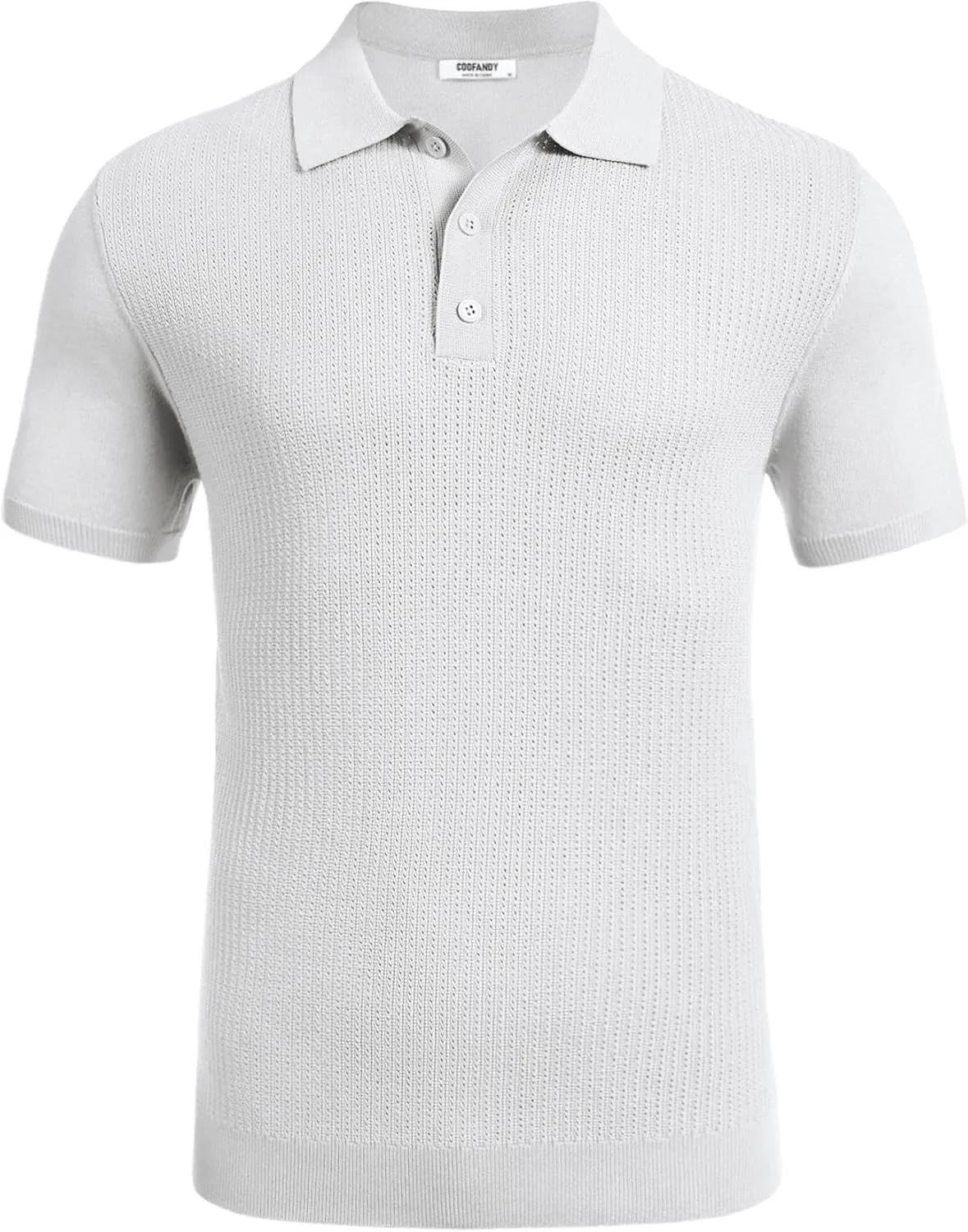 COOFANDY Men's Knit Polo Shirts Short Sleeve Casual Button Down Shirts Vintage Collared Golf Shirts