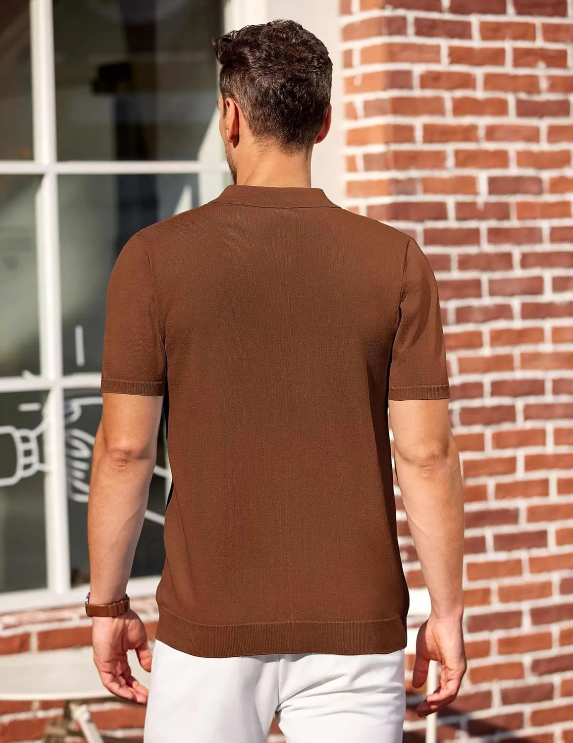 COOFANDY Men's Knit Polo Shirts Short Sleeve Casual Button Down Shirts Vintage Collared Golf Shirts