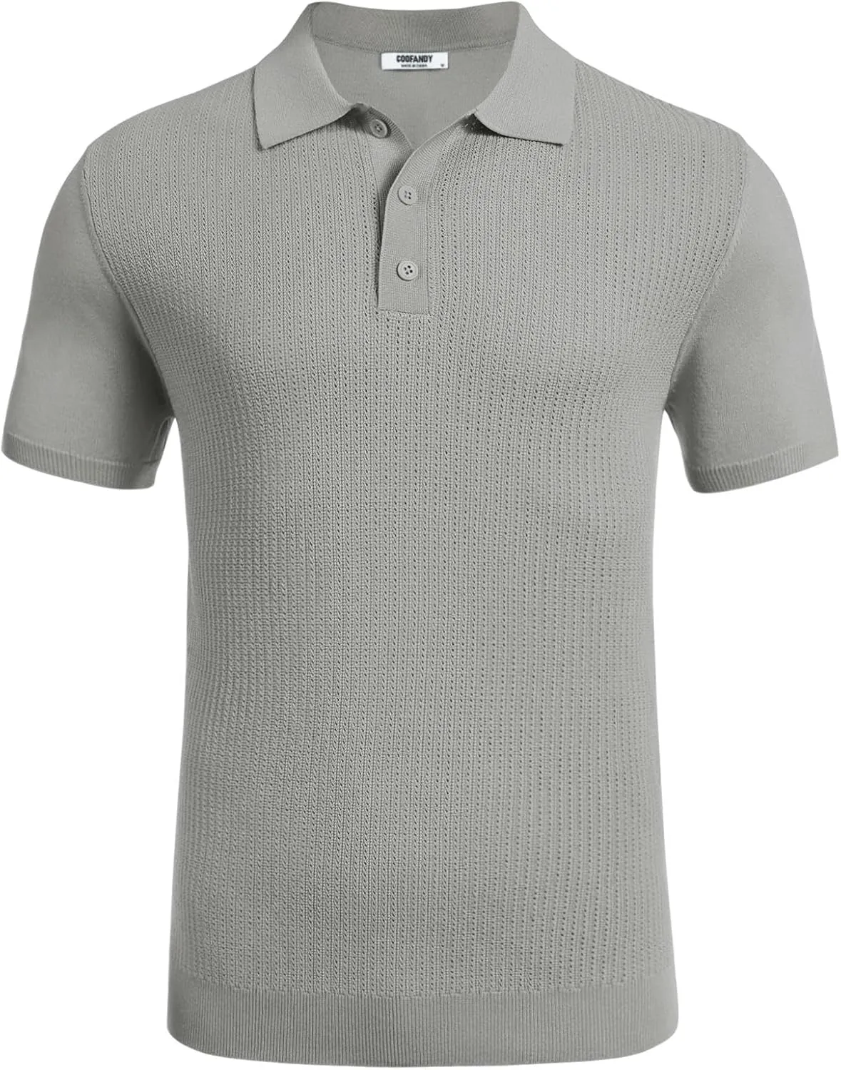 COOFANDY Men's Knit Polo Shirts Short Sleeve Casual Button Down Shirts Vintage Collared Golf Shirts
