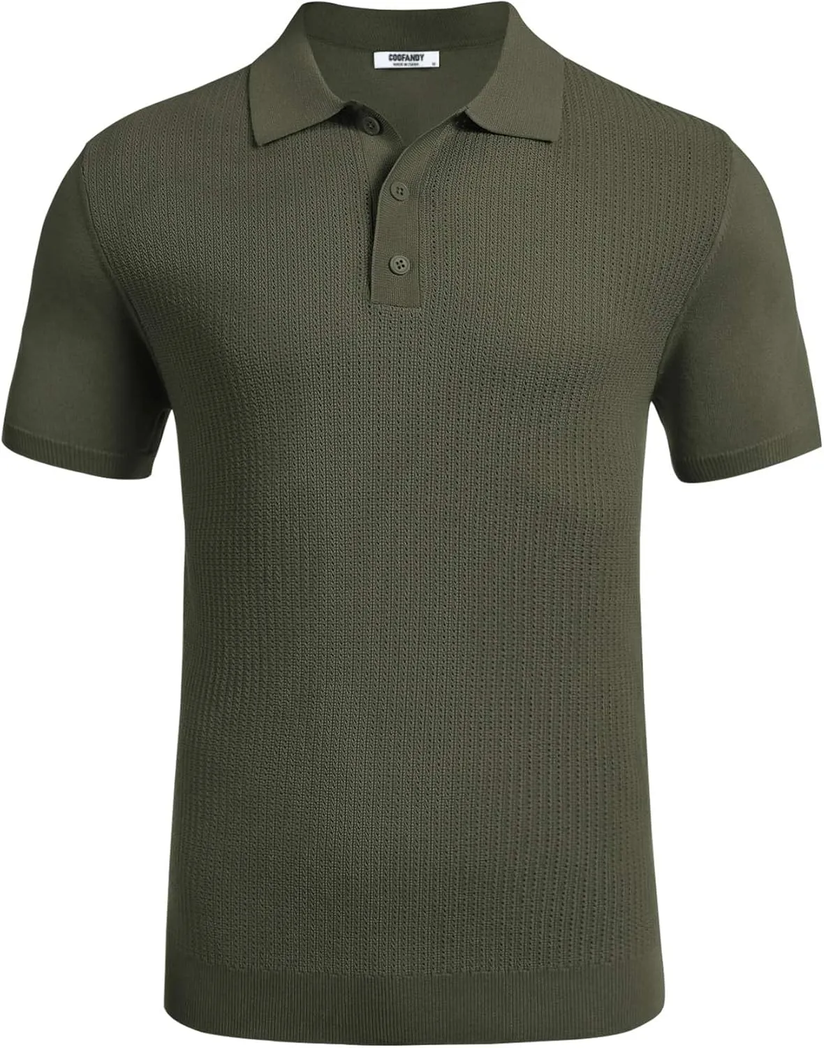 COOFANDY Men's Knit Polo Shirts Short Sleeve Casual Button Down Shirts Vintage Collared Golf Shirts
