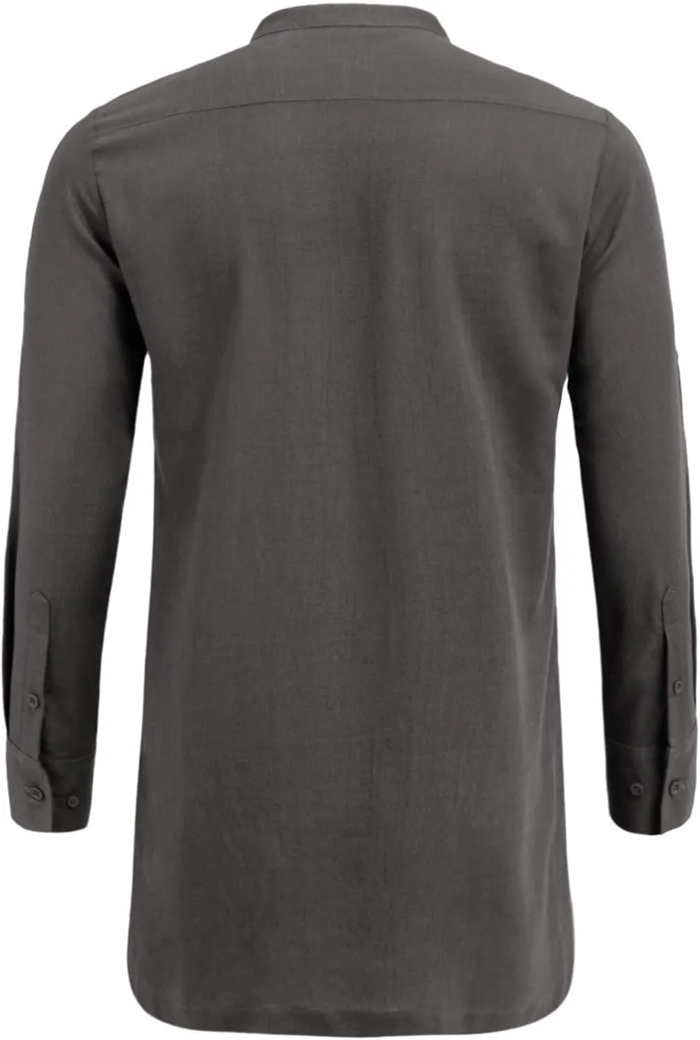COOFANDY Men's Linen Henley Shirts Long Sleeve Collarless T-Shirts Longline Kurta Beach Shirts with Pocket