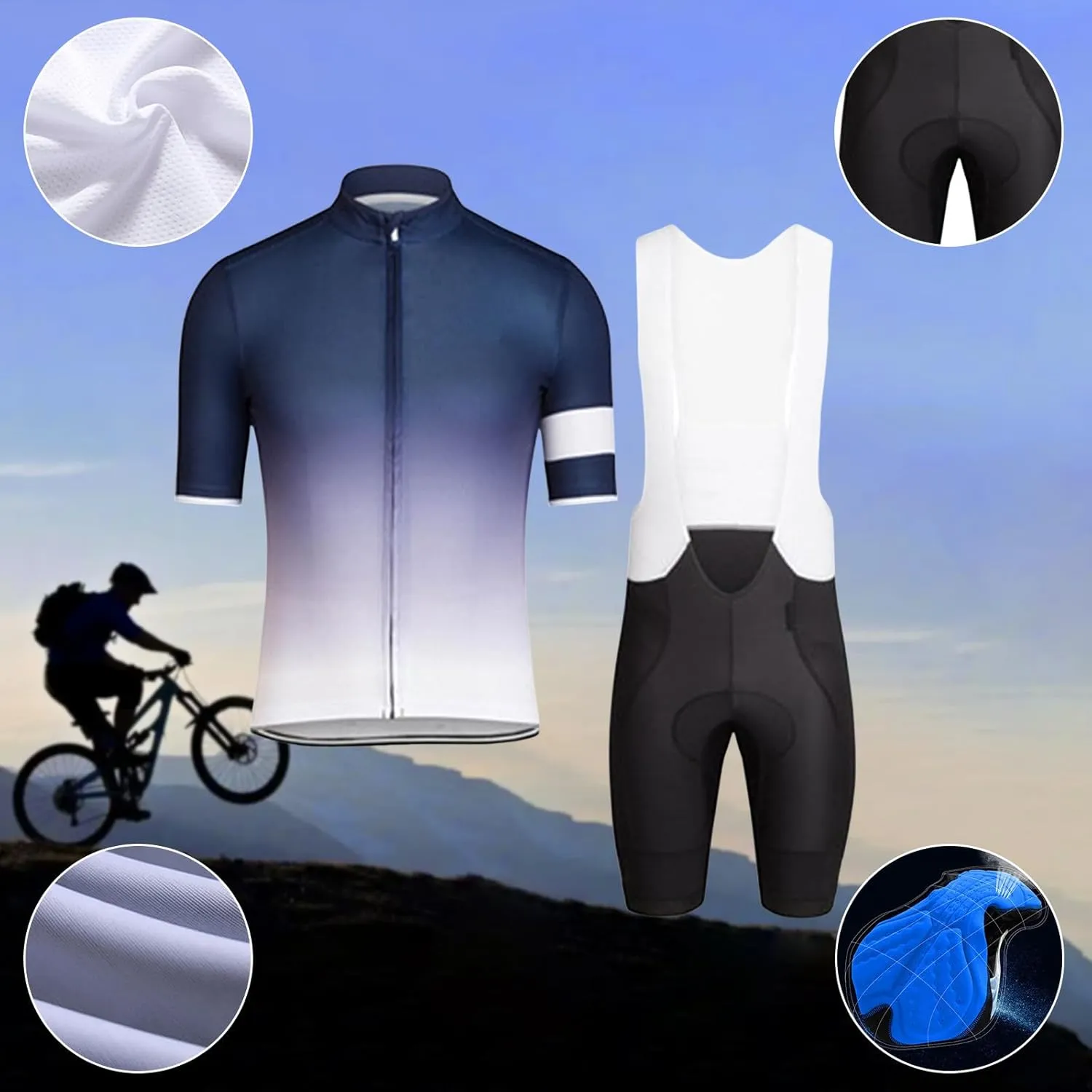 Couple Casual Fashion Gradient Cycling Sets Slim Tracksuit Breathable Summer Sport Outfits
