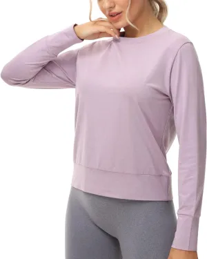 Disbest Women's Casual Basic Long Sleeve T-shirts Lightweight Sweatshirts Layering Pieces Workout Crop Tops