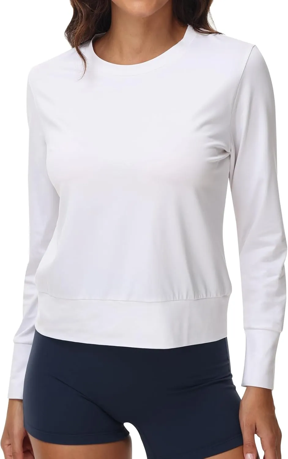 Disbest Women's Casual Basic Long Sleeve T-shirts Lightweight Sweatshirts Layering Pieces Workout Crop Tops