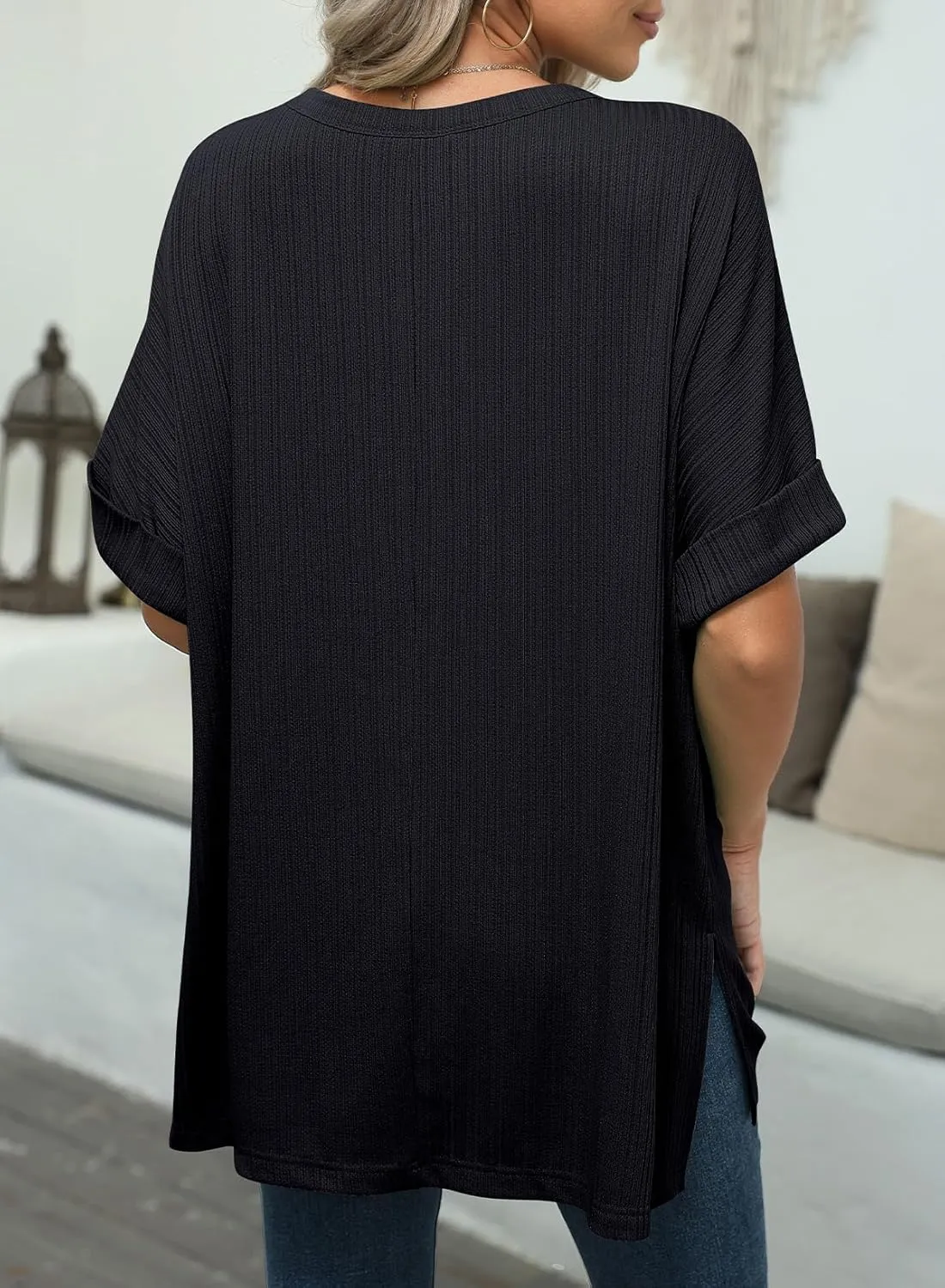 Dokotoo Summer Shirts 2024 Womens Solid T Shirts for Women Loose Oversized Shirts Basic Tee