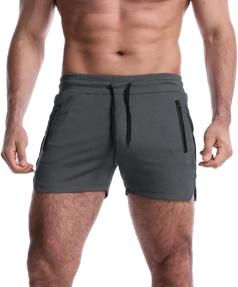 EVERWORTH Men's 3" Inseam Workout Shorts Quick Dry Gym Short Shorts Lightweight Shorts for Men with Liner and Zipper Pockets