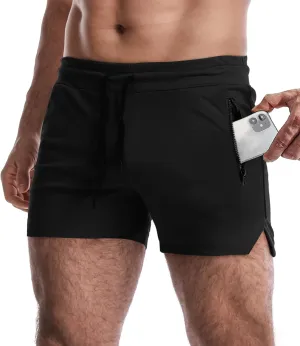 EVERWORTH Men's 3" Inseam Workout Shorts Quick Dry Gym Short Shorts Lightweight Shorts for Men with Liner and Zipper Pockets