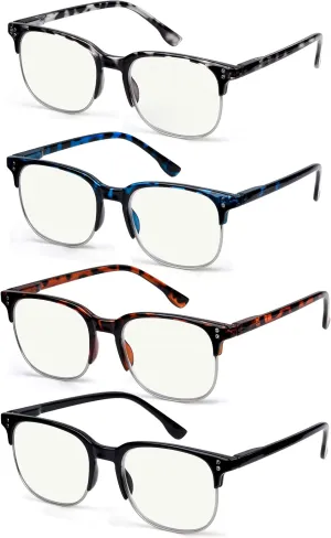 Eyekepper 4-Pack Progressive Multifocus Reading Glasses Blue Light Blocking for Women Men No Line Multifocal Readers 3.50
