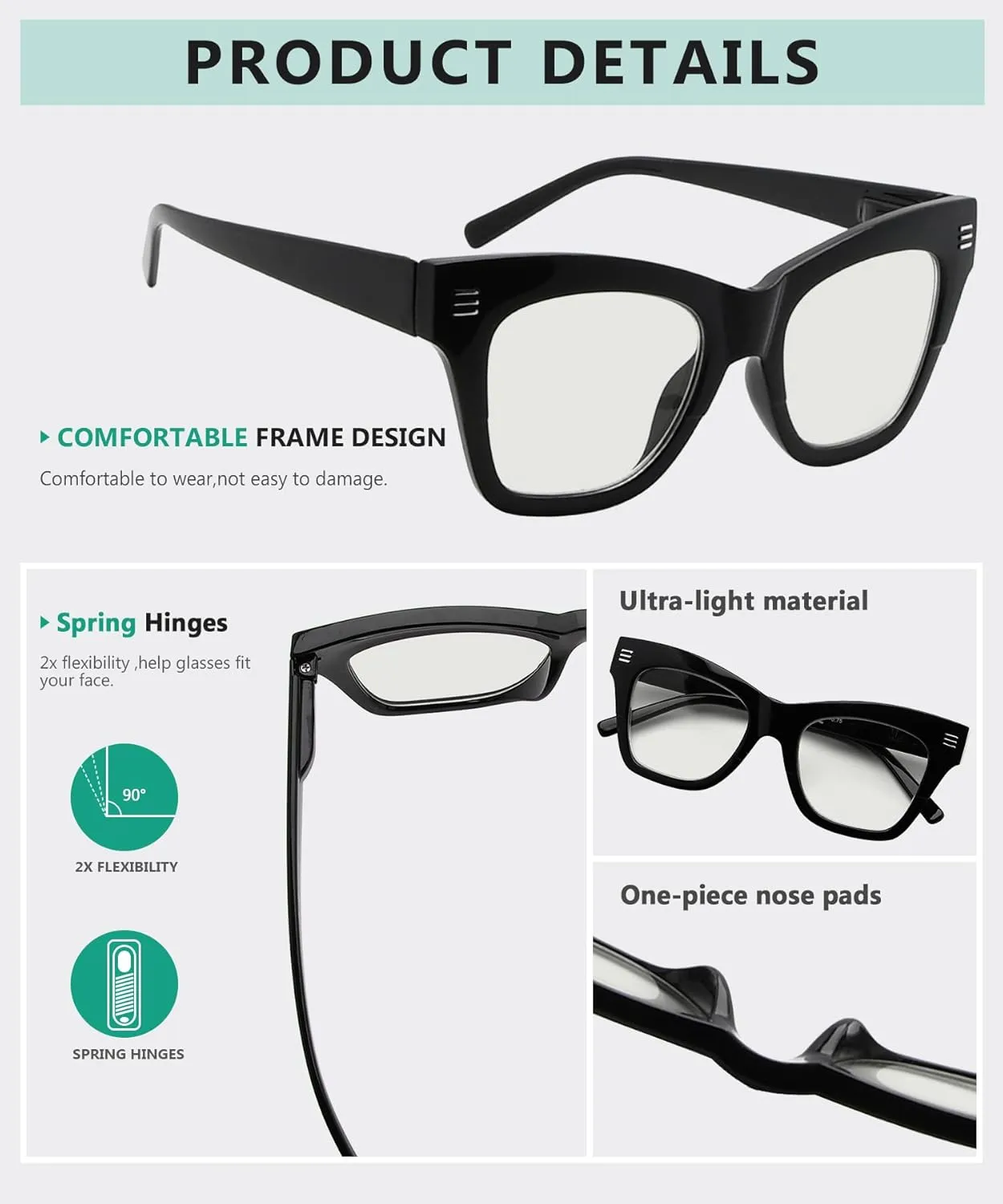 Eyekepper 4-Pack Progressive Multifocus Reading Glasses Blue Light Blocking for Women No Line Multifocal Readers 2.5